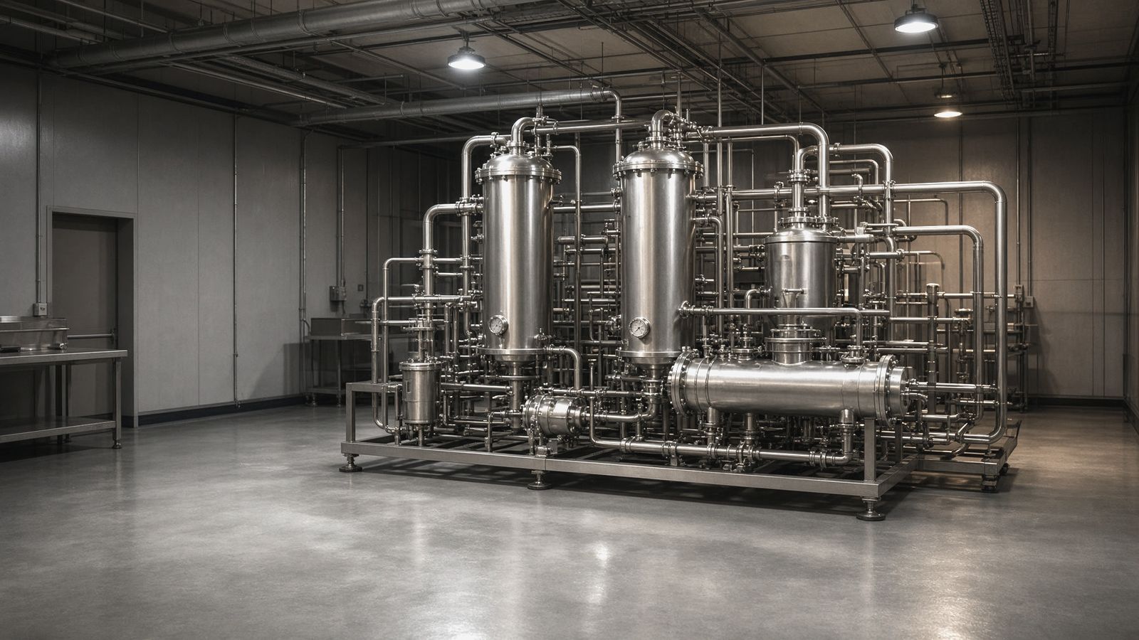 Closed-loop extraction vessels on a sealed production floor